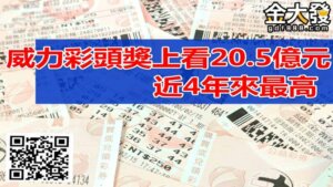 【威力彩】頭獎上看20.5億元 近4年來最高