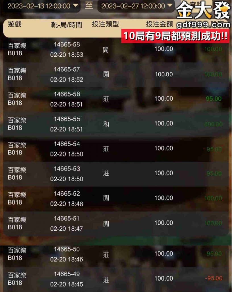 百家樂預測斜角打法勝率90%